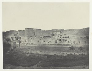Vista tomada desde la isla de Beghé, Oeste, Philoe; Nubia, lámina 68 del álbum "Egypte, Nubie, Palestine et Syrie" (1852) de Maxime Du Camp