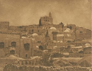 Vista de la Mezquita de El-Melouyeh y un barrio de Jerusalén, agosto de 1850 de Maxime Du Camp