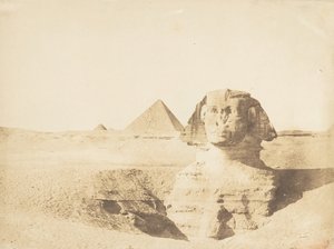Vista del Gran Esfinge y la Gran Pirámide de Menkaure, diciembre 1849