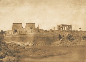 Vista general de la isla de Philae, tomada desde la punta sur de la isla de Begueh, 1849-50 de Maxime Du Camp