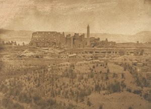 Vista general de las ruinas del Palacio de Karnac tomada al Este - Tebas, 1849-50 de Maxime Du Camp