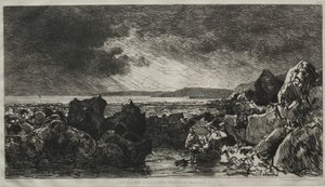 Rocas negras cerca de Trouville (marea baja) de Maxime Lalanne