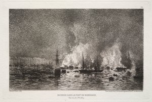 Conflagración en el Puerto de Burdeos de Maxime Lalanne