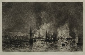 Incendio en el Puerto de Burdeos de Maxime Lalanne