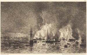Incendio en el puerto de Burdeos de Maxime Lalanne