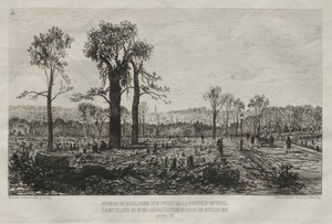 Souvenirs artísticos del Sitio de París: Avenida de Boulogne, Vista desde la puerta de Auteuil..., 1879 de Maxime Lalanne