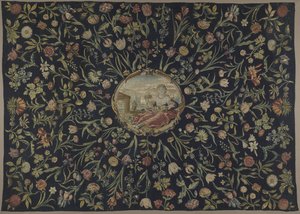 mantel Mantel con la personificación de Flora y un estampado de flores de Maximiliaan van der Gucht (possibly)