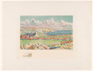 Paisaje costero con casas. Camaret (título original) de Maximilien Luce (signed by artist)