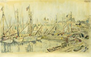 Barcazas en el Sena de Maximilien Luce