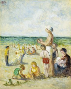 En la playa de Normandía, c.1930 de Maximilien Luce