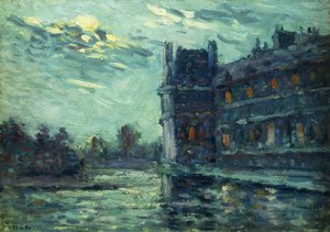 Las Inundaciones de 1910, El Pabellón de Flore, en El Louvre, París; Les Inondations de 1910, Le Pavillon de Flore, 1910 de Maximilien Luce
