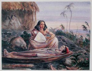 Un funeral en Tahití, c.1841-48 (acuarela sobre papel)