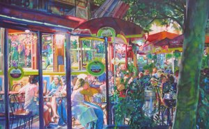 Una cafetería animada por la noche