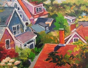 Azoteas de colores de un pueblo de Maxine Shore