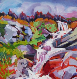 Una cascada de montaña llena de vida de Maxine Shore