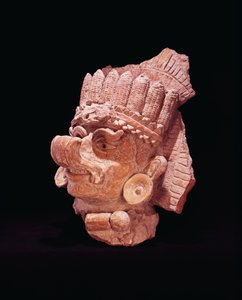 Cabeza del dios del maíz maya, Oaxaca, c.500 d.C. (barro)