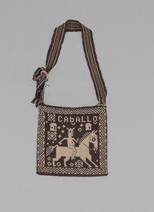 Bolsa de hombre con caballo y jinete, Probablemente años 1950 (lana tejida)