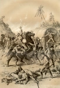 Escolta de oro atacada por bandidos, Australia, 1879 de McFarlane and Erskine