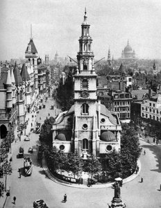 Iglesia de St Clement Danes, el Strand y Fleet Street desde Australia House, Londres, 1926-1927