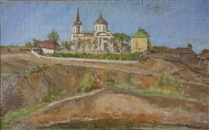 Tarkhany. Vista de la Iglesia del Arcángel Miguel, 1938 de Meer Michailovich Gokhstein