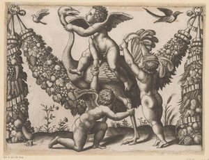 Tres putti y un avestruz
Tapices del Papa (título de la serie)
Tapices del Papa (título de la serie)