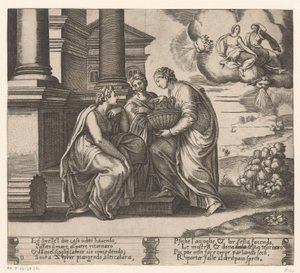 Psique es visitada por sus hermanas. Historia de Amor y Psique (título de la serie) de Meester van de Dobbelsteen