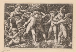jugando putti Tapices del Papa (título de la serie) Tapezzerie de Papa (título de la serie) de Meester van de Dobbelsteen