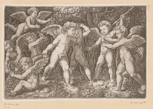 jugando putti Tapices del Papa (título de la serie) Tapezzerie de Papa (título de la serie) de Meester van de Dobbelsteen