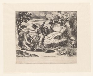 Venus envía a Psique a un pozo custodiado por dragones de Meester van de Dobbelsteen