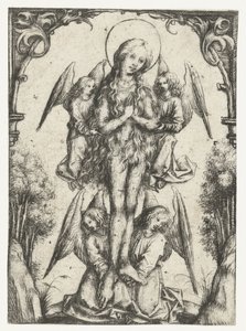 La elevación de Santa María Magdalena con cuatro ángeles de Meester van het Amsterdamse Kabinet