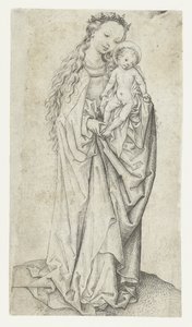 de pie virgen y niño con manzana de Meester van het Amsterdamse Kabinet