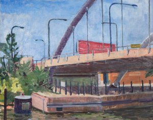 Puente Damen desde el río, 2011 (óleo sobre lienzo)