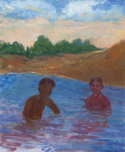 Evening Swim, 2017 (óleo sobre lienzo)