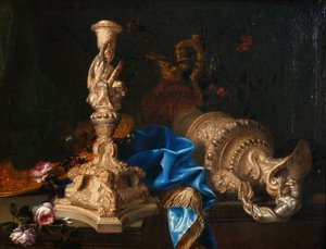 Naturaleza muerta con candelabro de los trabajos de Hércules y dos jarras de Meiffren Conte