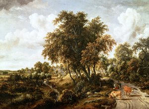 Camino en el dique de Meindert Hobbema
