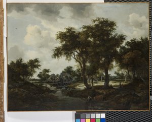 El molino de agua (Paisaje de Trevor) (óleo sobre lienzo) de Meindert Hobbema