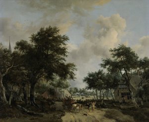 Paisaje arbolado con Merrymakers en un carro
Paisaje con alegres habitantes de Meindert Hobbema