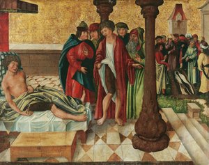 Curación milagrosa de la pierna por St. Cosme y Damián de Meister der Legendenszenen