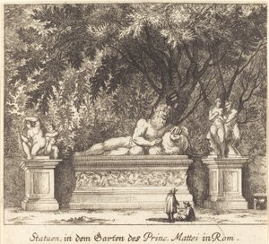 Jardines del Príncipe Mattei, Roma de Melchior Küsel after Johann Wilhelm Baur