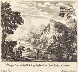 Istria, Golfo de Carnero de Melchior Küsel after Johann Wilhelm Baur