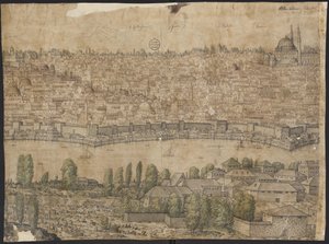  Perspectiva de Constantinopla, hoja 14, Melchior Lorck, 1559 de Melchior Lorck