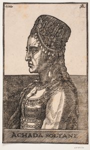 Retrato de sultana, perfil hacia la izquierda: ACHADA SOLTANE