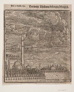 La mezquita de Süleymaniye, vista desde el noreste. Mitad derecha de Melchior Lorck