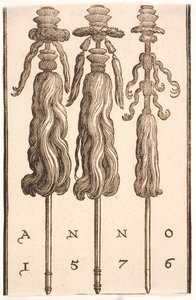 Tres colas de buey montadas como estandartes de Melchior Lorck
