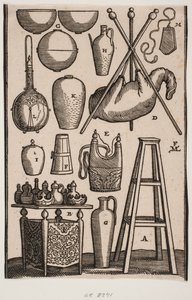Doce tipos de utensilios domésticos diferentes de Melchior Lorck