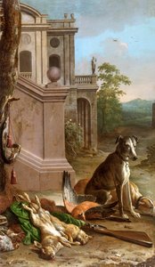 Caza muerta en un paisaje, 1674