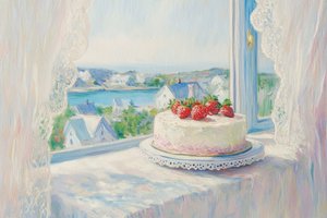 Tarta de fresa: vista de verano de Melloi Art Prints