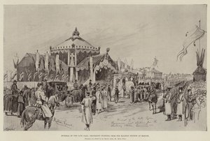 Funeral del difunto Zar, procesión partiendo de la estación de tren en Moscú de Melton Prior