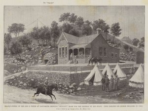Cuartel general del General Sir G White en Ladysmith, mostrando el refugio hecho para el General por su personal de Melton Prior