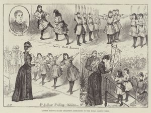 Niños de la Junta Escolar de Londres haciendo ejercicio en el Royal Albert Hall de Melton Prior